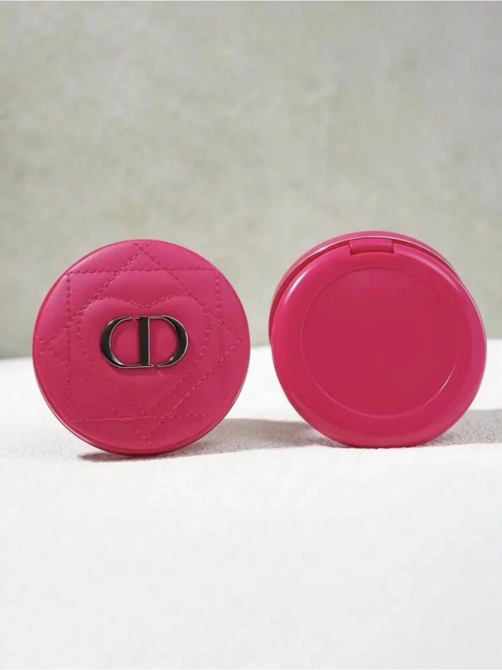Dior Magenta Quilted Sheepskin Compact Mirror with Silver CD Logo